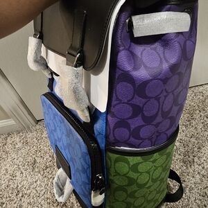 COACH Track Backpack In Blocked Signature Canvas